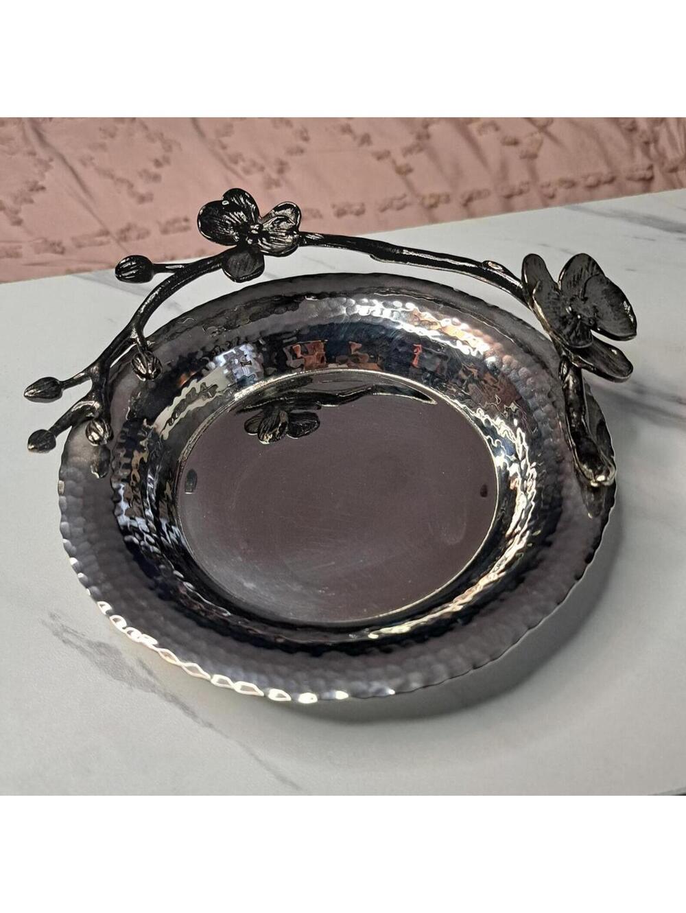 Michael Aram Hammered Steel Black Orchid Wine Coaster #110725